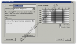 Configuration du planning des alarmes